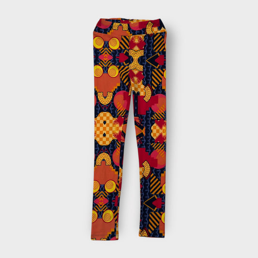 LuLaRoe Kids Leggings | Kids L/XL (8-14) | Red/Orange Geometric Print | New