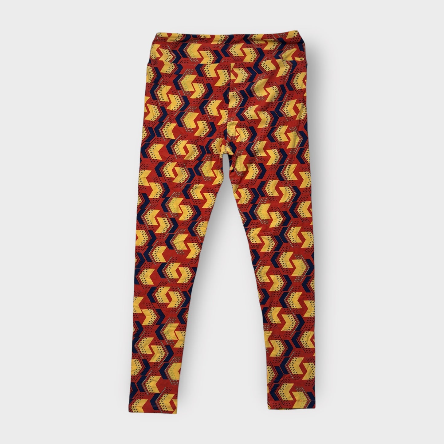 LuLaRoe Women’s Leggings | Tall & Curvy (12-18) | Red/Yellow Chevron Print | New