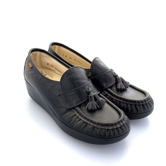 SAS Magic - Womens Tassel Loafers, Size 7N, Black Comfort Shoes Leather Lace Up NIB