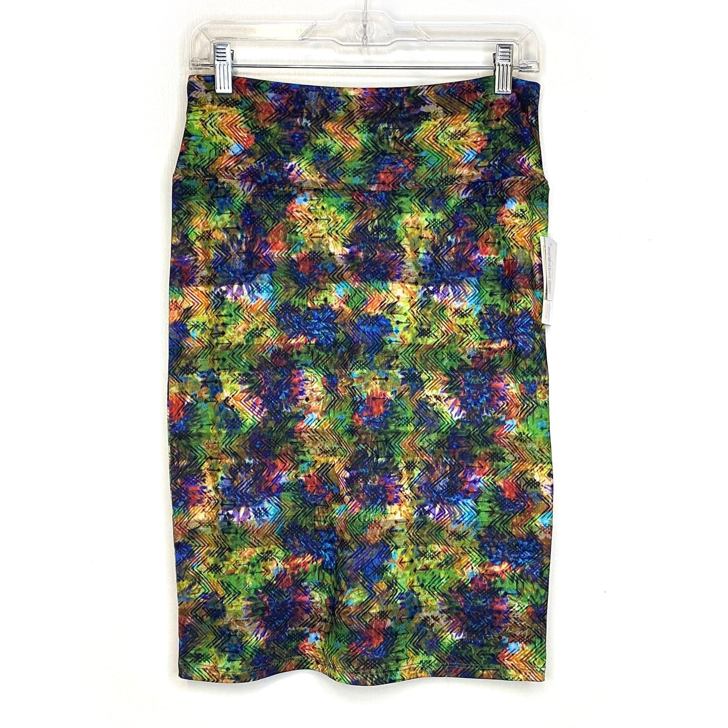 LuLaRoe Womens S Blue/Yellow/Green Cassie Splotches Skirt NWT