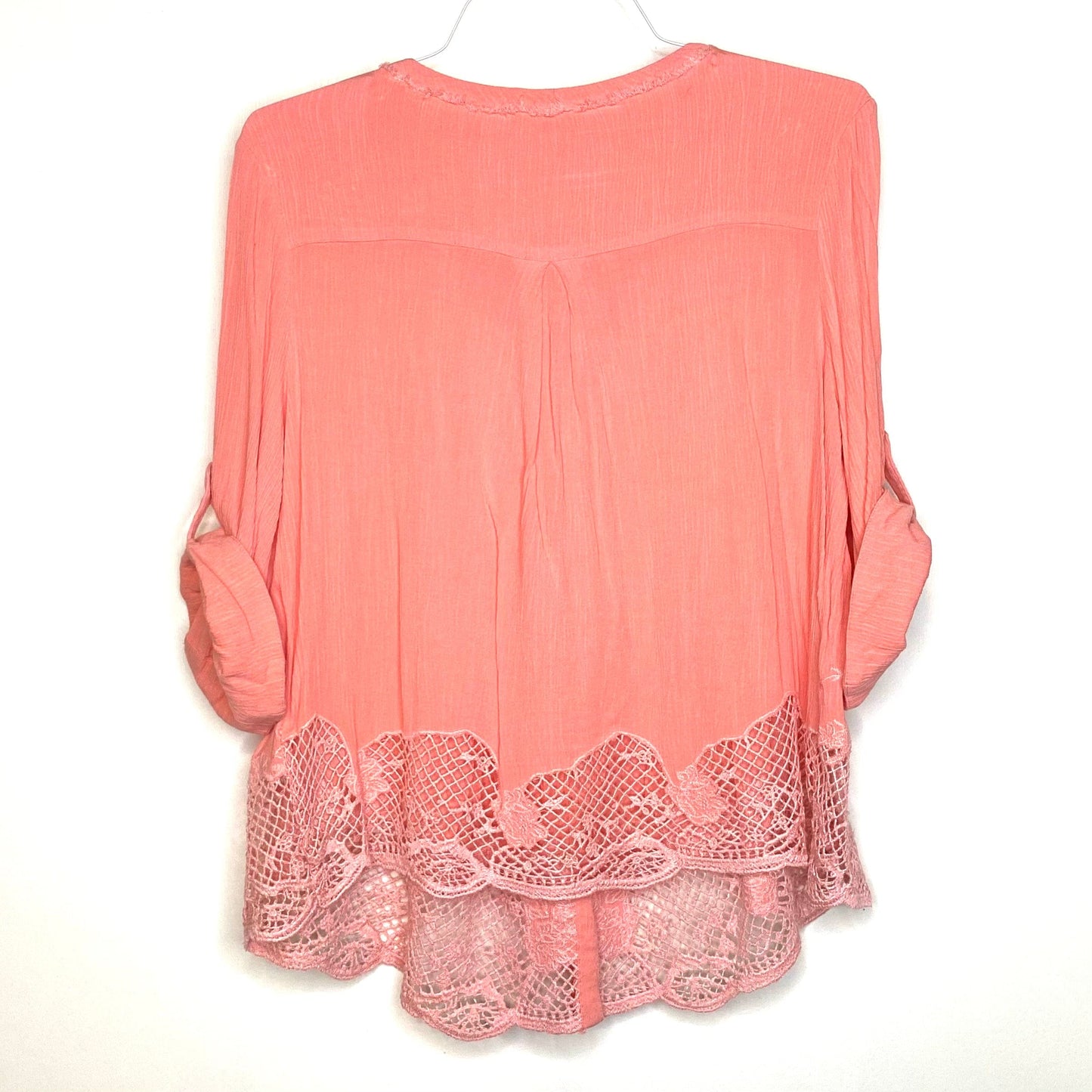 Miss Me Womens Size S Pink Crepe Blouse Top V-Neck Pre-Owned