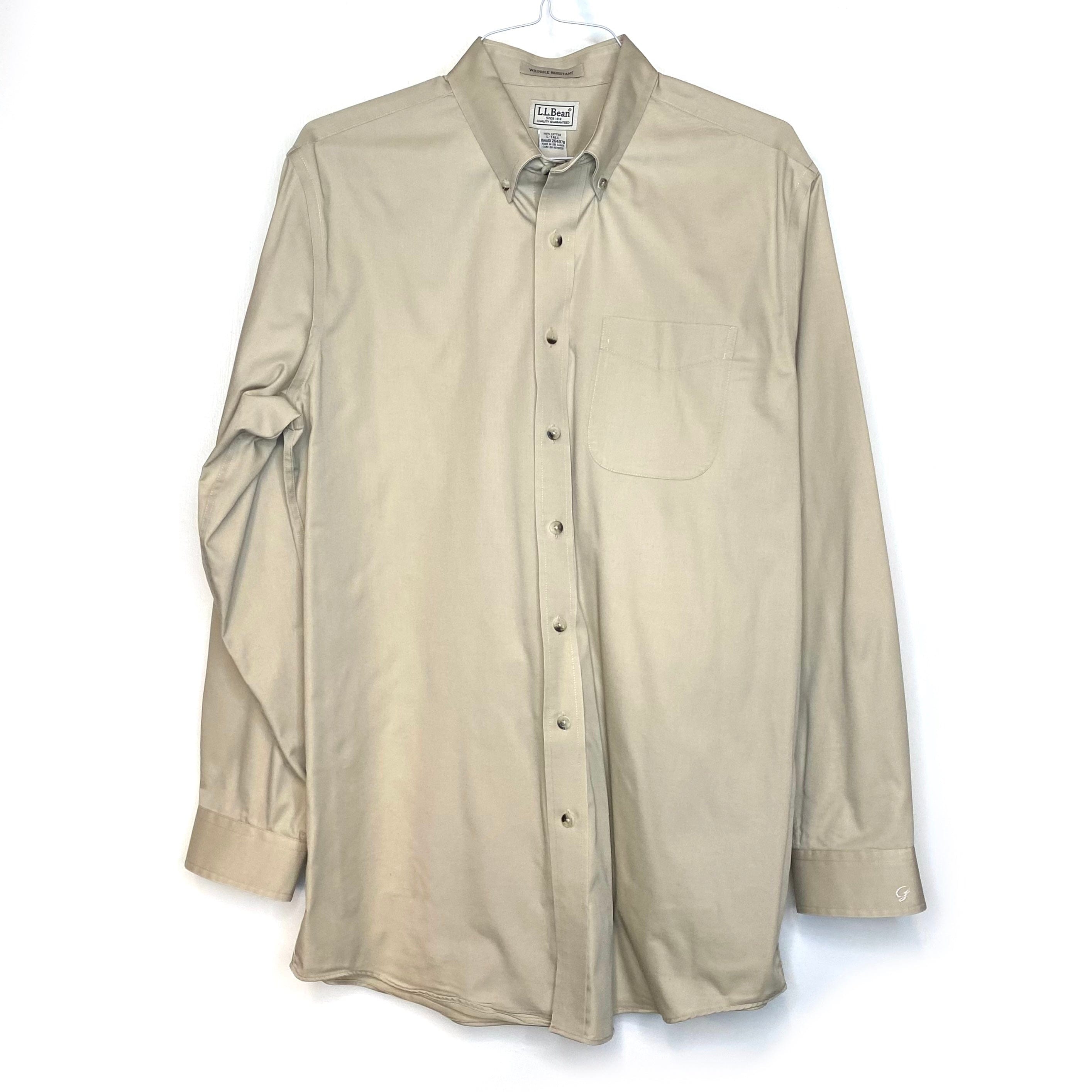 LL Bean Mens Size L Tall Beige Button-Down Dress Shirt L/s Wrinkle Res –  Parsimony Shoppes