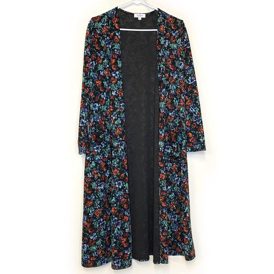 LuLaRoe Womens S Black/Multicolor Sarah Floral Cardigan L/s NWT