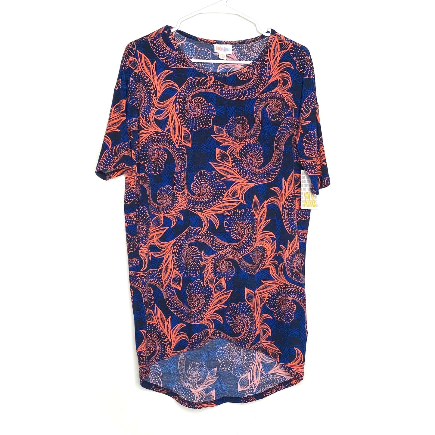 LuLaRoe | Floral Irma S/s Tunic Top | Color: Blue/Orange | Size: XXS | NWT