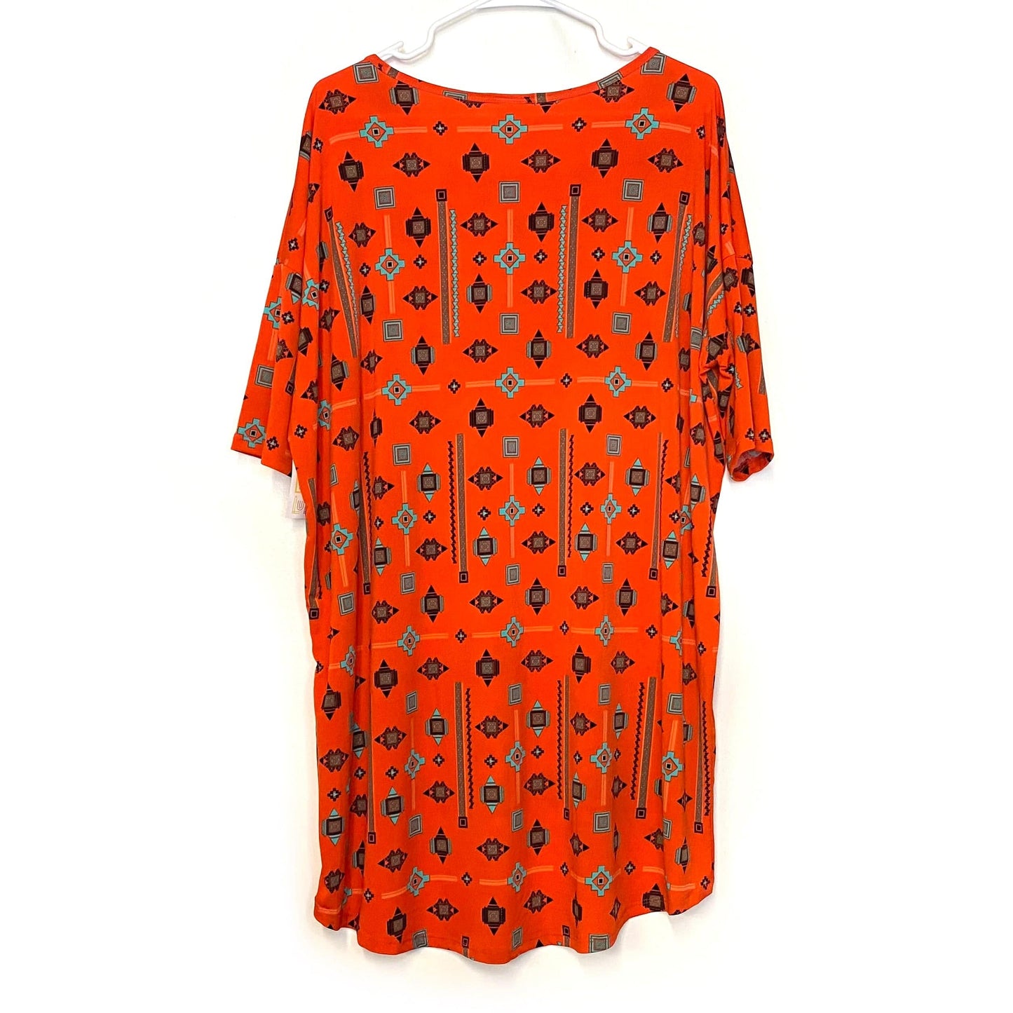 LuLaRoe Womens Size XL Redish Orange Irma Tunic Southwestern T-Shirt Shirt S/s NWT