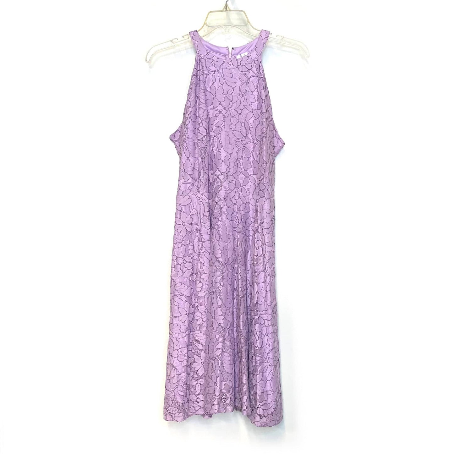 Elle Womens Size L Purple A-Line Halter Dress Sleeveless NWT