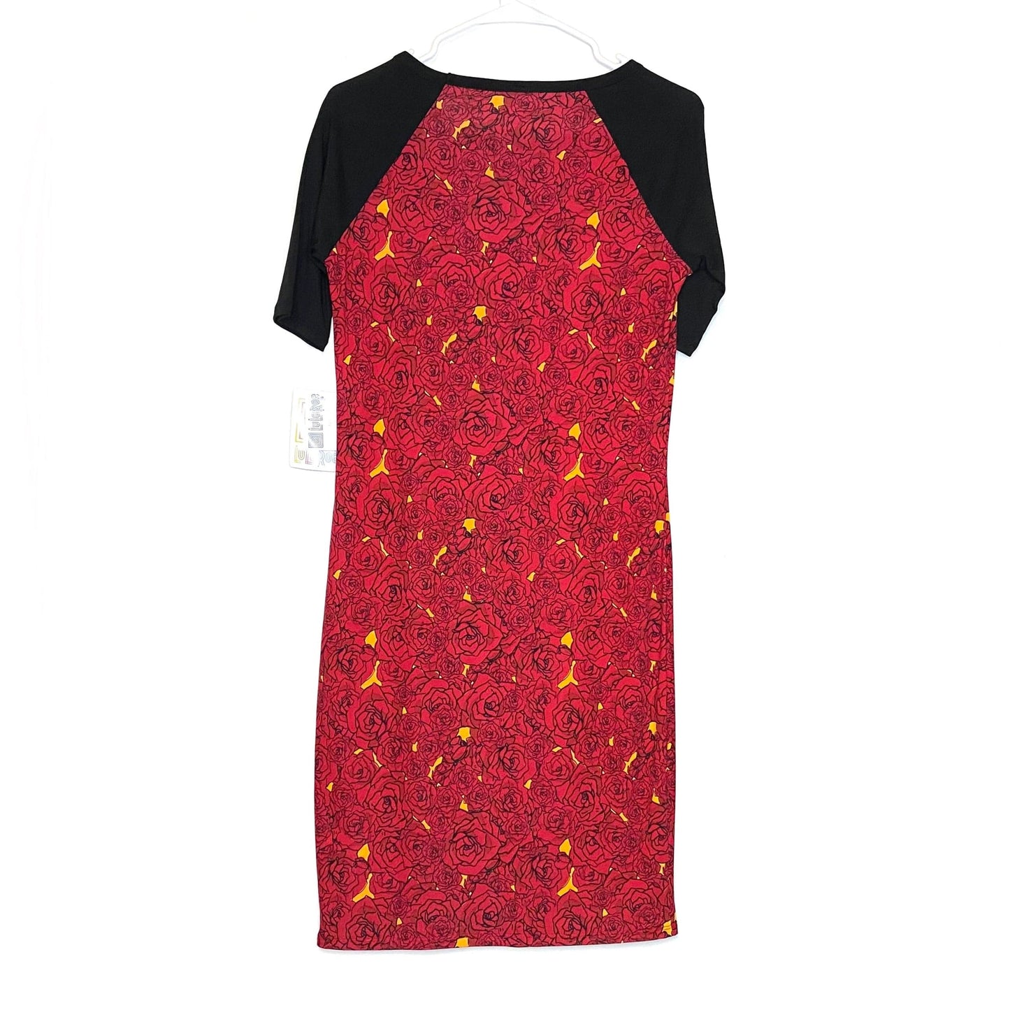 LuLaRoe Julia Bodycon Dress | S (4-6) | Black/Yellow/Red | Floral | NWT