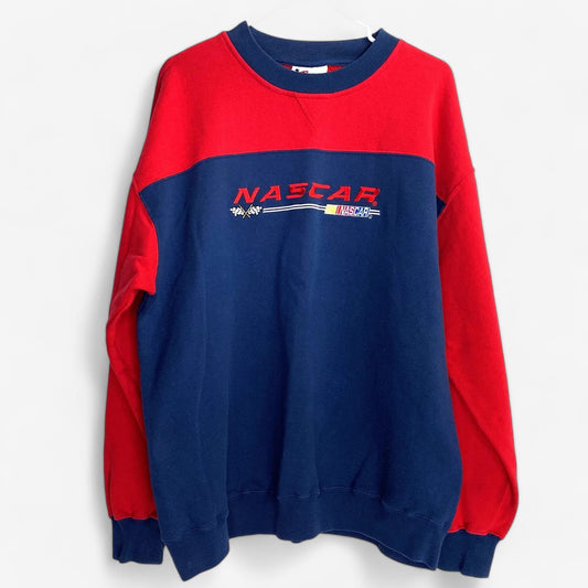 Vintage Chase Authentics Men's Red & Blue Colorblock Pullover Sweatshirt - Size L - Embroidered Logo