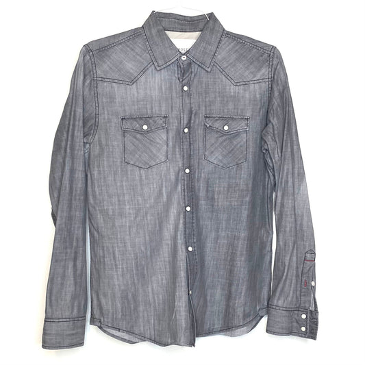 Aeropostale Mens Size S Gray Western Snap-Up Shirt L/s