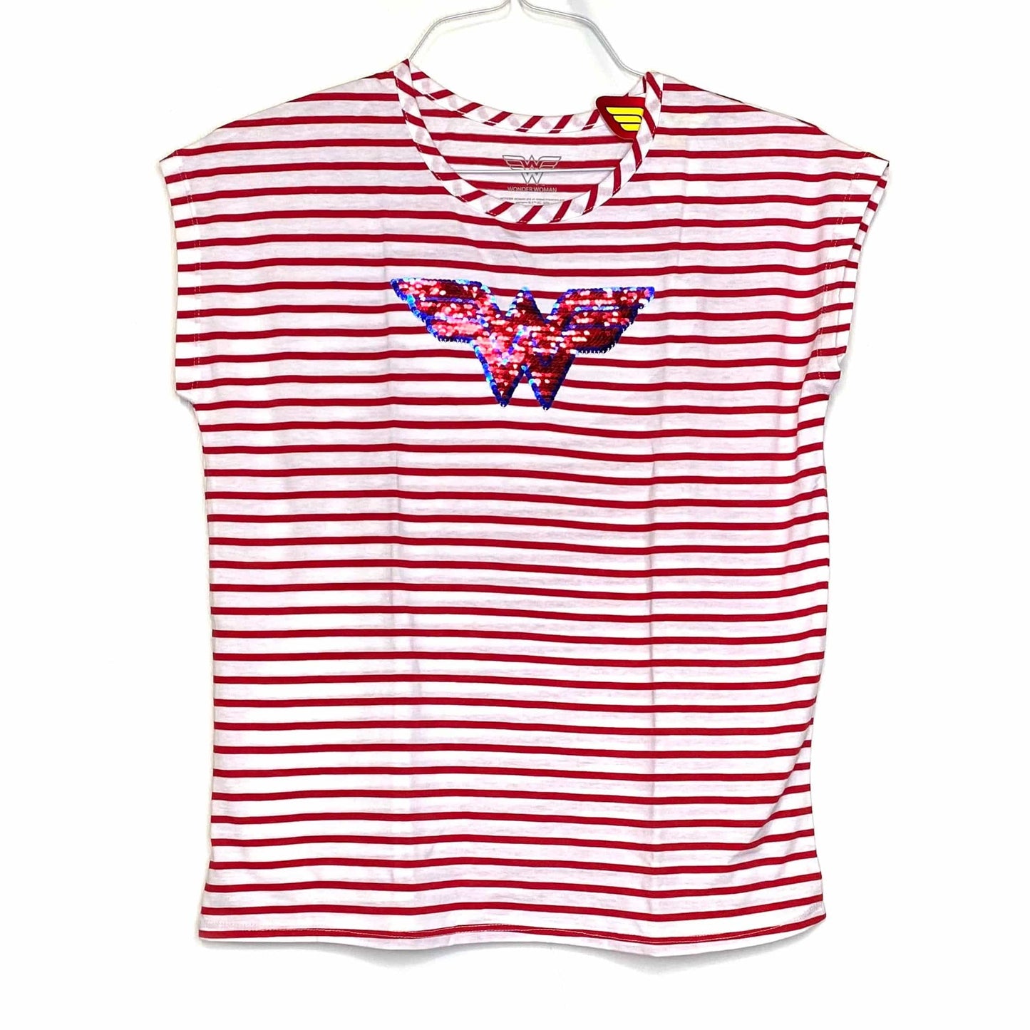 Wonder Woman Girls Short Sleeve Red Flip Sequin Tee Shirt T-Shirt NWT