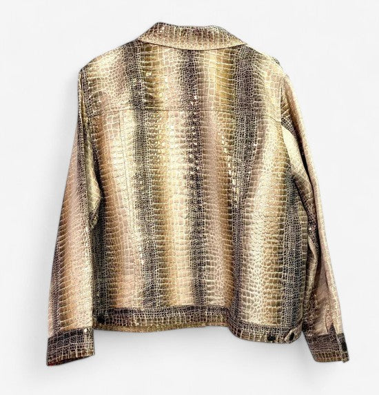 Ruby Rd. Women's Metallic Animal Print Jacket - Long Sleeve, Size 22W