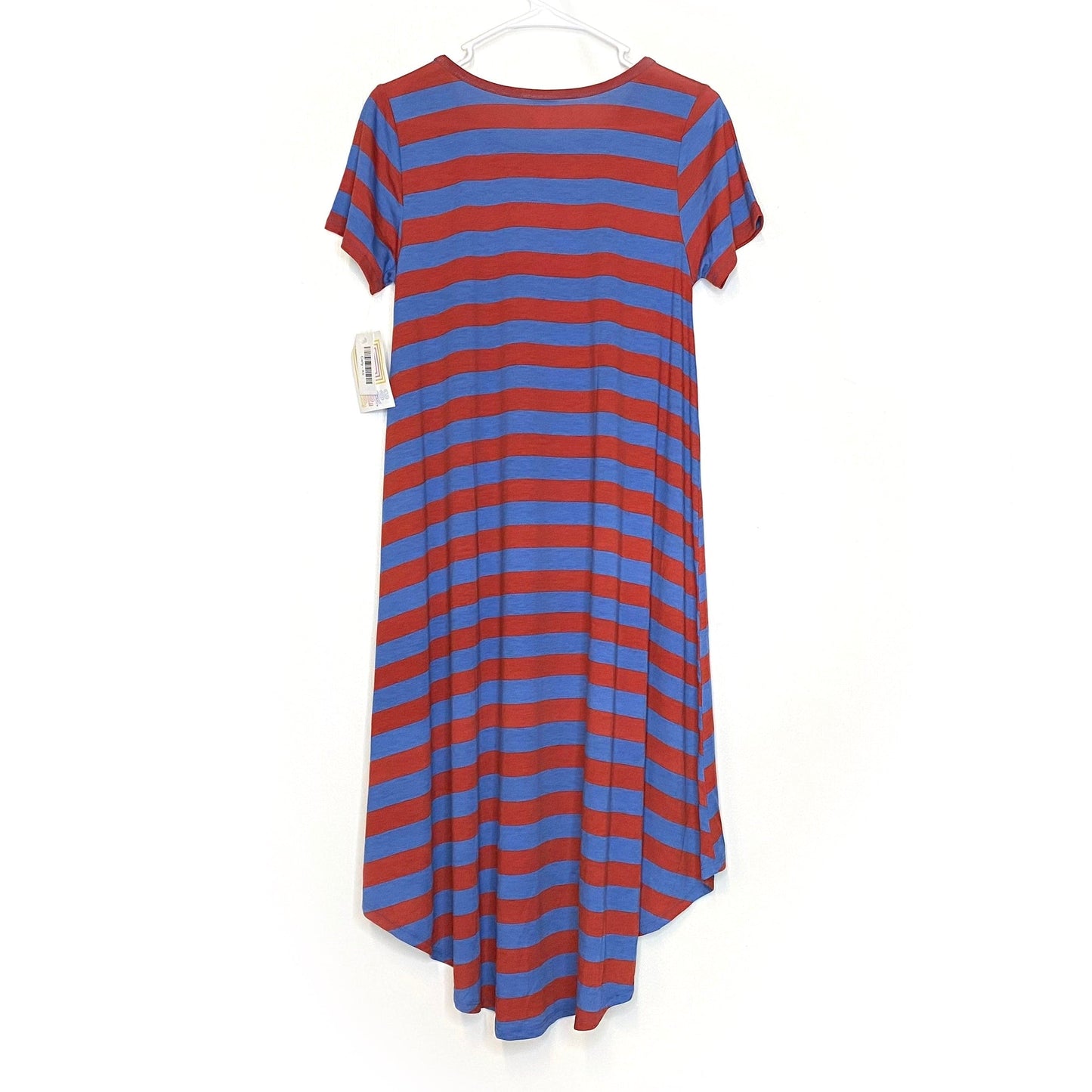 LuLaRoe Womens XS Red/Blue Carly Striped Swing S/s NWT