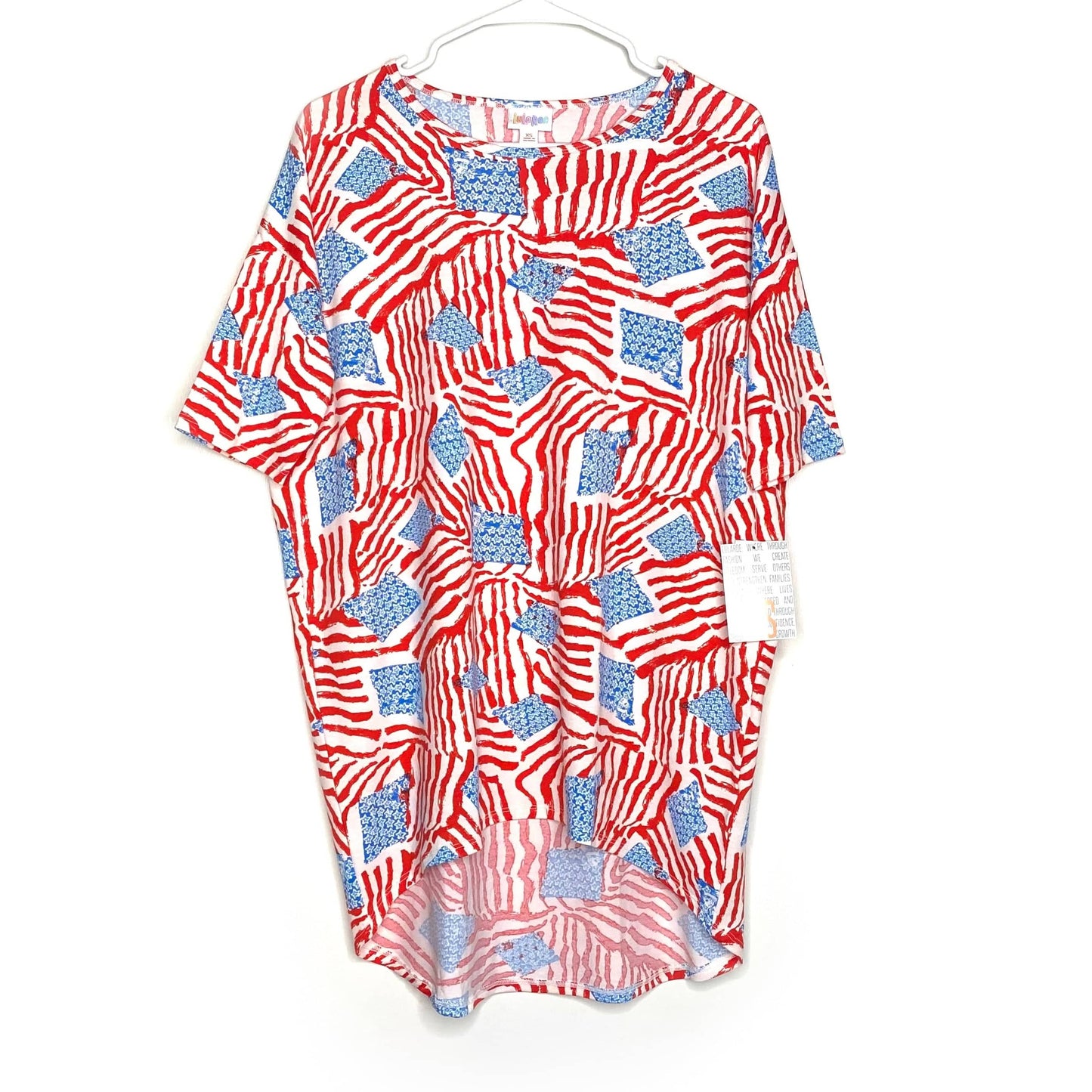 LuLaRoe | American Flags Irma S/s Tunic Top | Color: Red/White/Blue | Size: XS | NWT