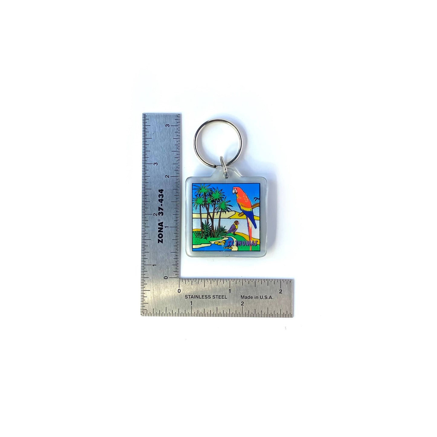 St. Thomas VI Travel Souvenir Keychain Key Ring Square Clear Acrylic