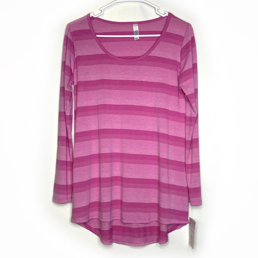 LuLaRoe Womens XS Purple Ombré Striped Lynnae L/s Activewear Top NWT