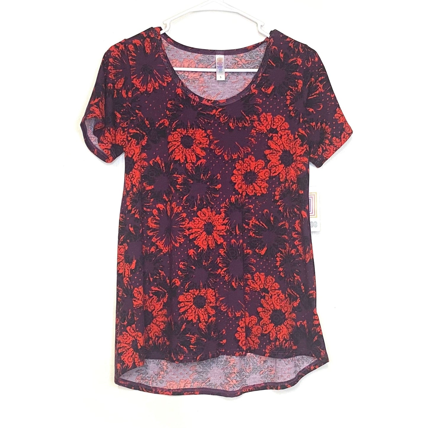 LuLaRoe Womens S Purple/Red Classic T Floral T-Shirt S/s NWT