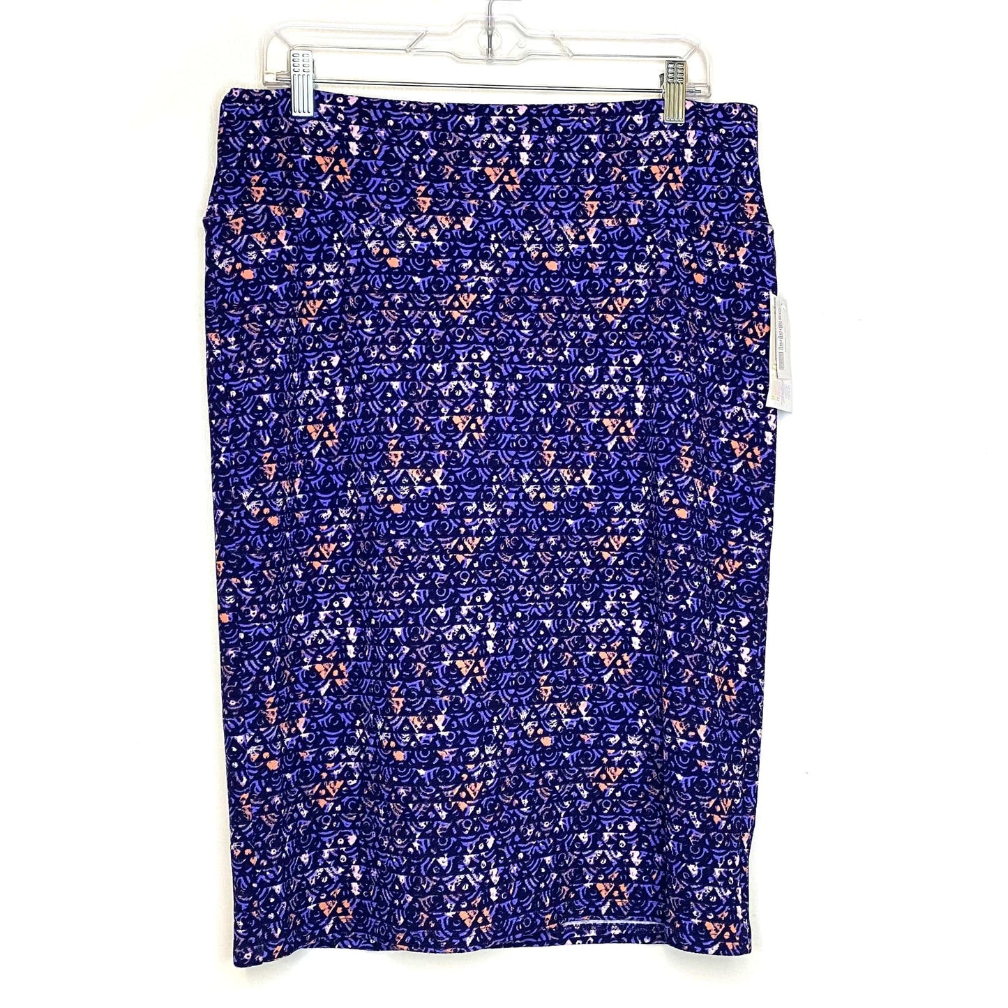 LuLaRoe Womens XL Plum Purple/Orange/Purple Cassie Abstract Skirt NWT