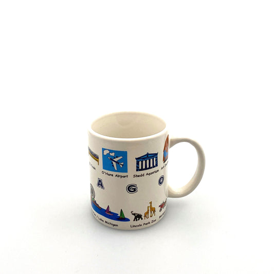 Chicago Tourism Attraction Travel Souvenir Coffee Cup Mug White Ceramic 14 Fl Oz