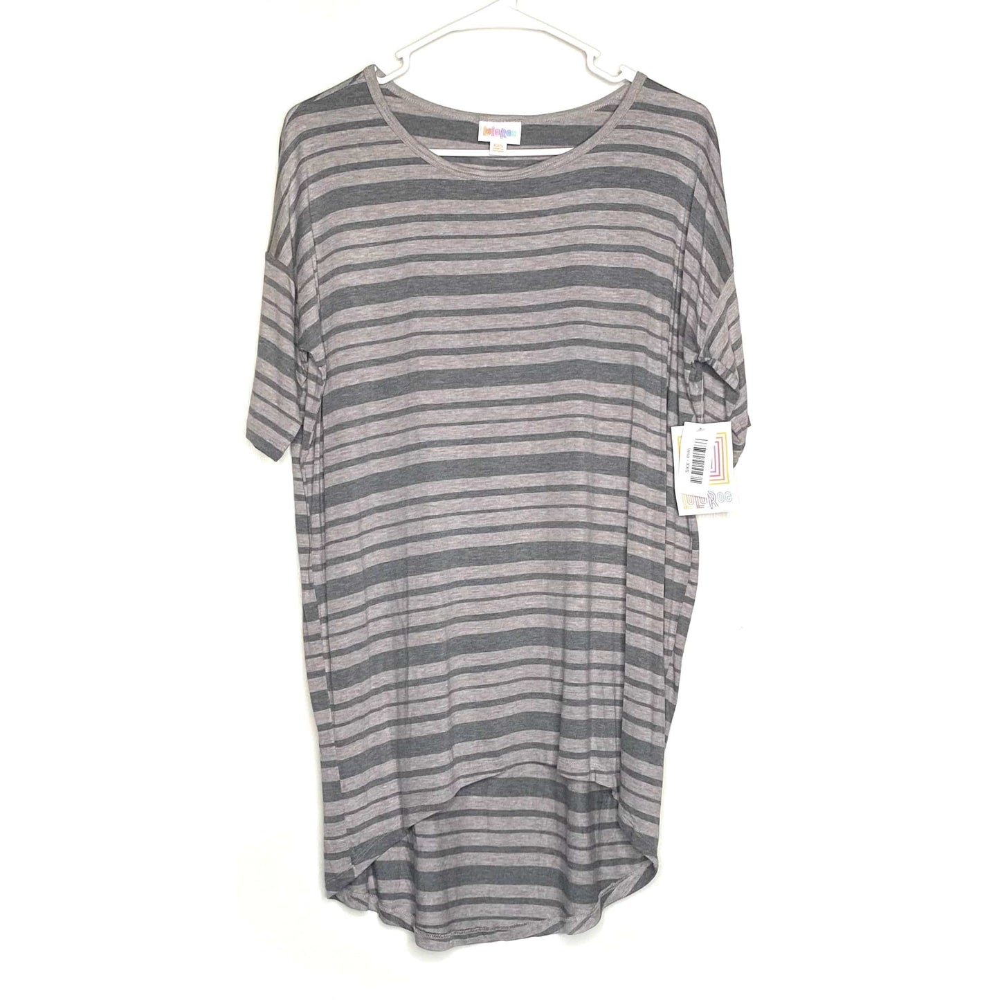 LuLaRoe Womens Size XXS Irma Gray Striped T-Shirt S/s NWT
