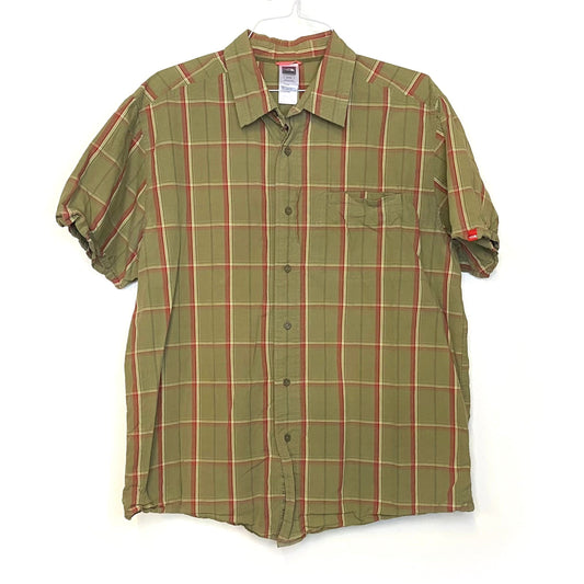 The North Face Mens Size XL Green Plaid Casual Button-Up Shirt S/s Pre-Owned