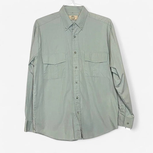 Haband Men's Green Lightweight Vented Long Sleeve Button-Up Shirt - Size M