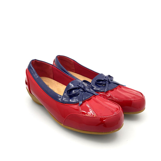 BEACON Womens Size 12M Blue/Red MISTY DUCK Rainy Rubber Shoes