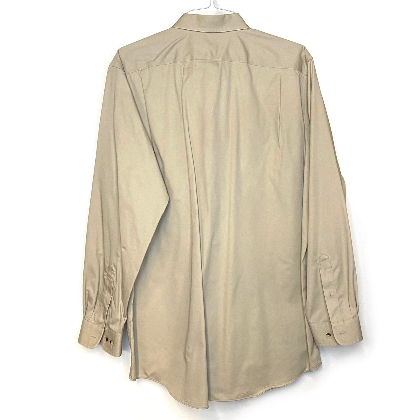 LL Bean Mens Size L Tall Beige Button-Down Dress Shirt L/s Wrinkle Resitant