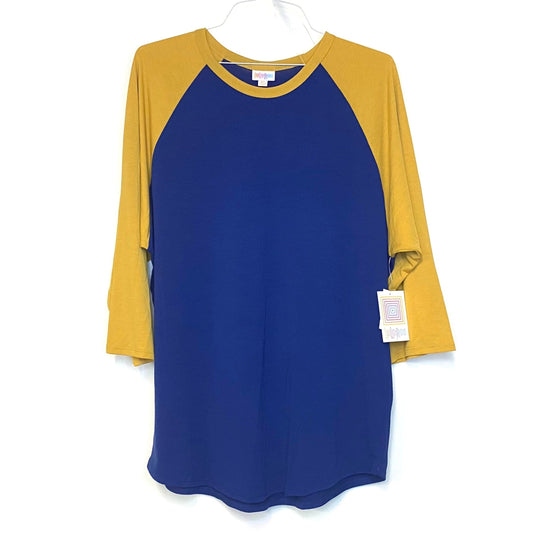 LuLaRoe | Color Block Top | Color: Blue/Gold Randy | Size: 3XL | Unisex | ¾ Sleeves | NWT