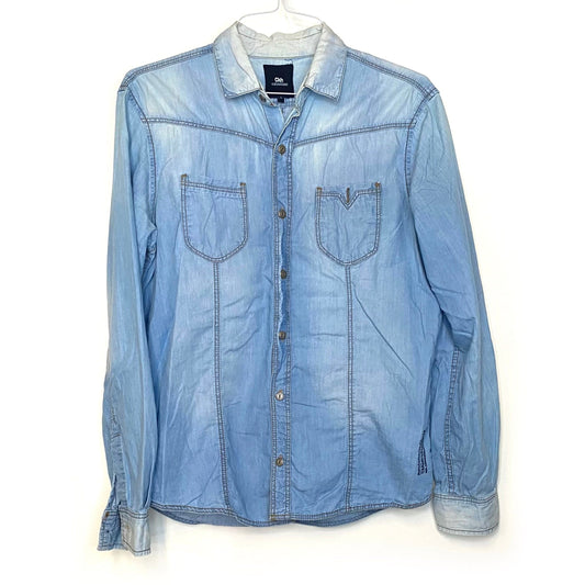 Clockhouse Womens Size L Blue Denim Western Shirt Button-Up L/s Pre-Owned