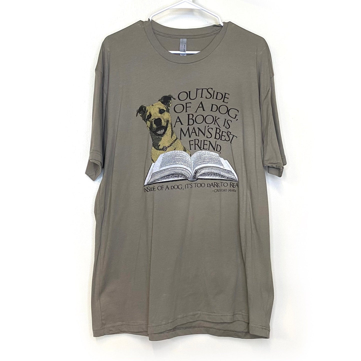 Next Level Men's Novelty T-Shirt - XL - "Outside of a Dog" Graphic - Light Brown