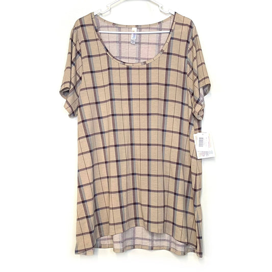 LuLaRoe | Classic T Windowpane Check S/s Top | Color: Sandcastle Beige | Size: 3XL | NWT