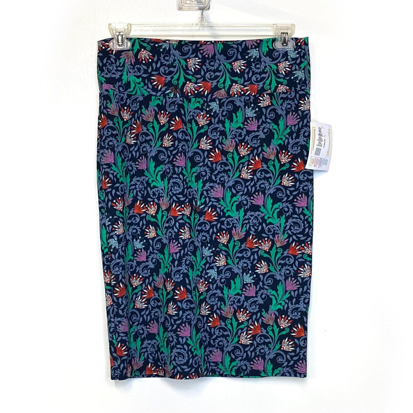 LuLaRoe Womens L Cassie Skirt Blue/Green/Red Floral NWT