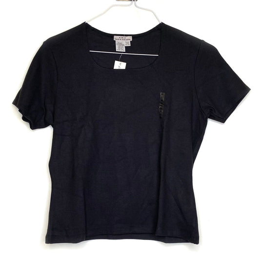 A|K|A Eddie Bauer Womens Size XL Black Shirt S/s Square Neck NWT