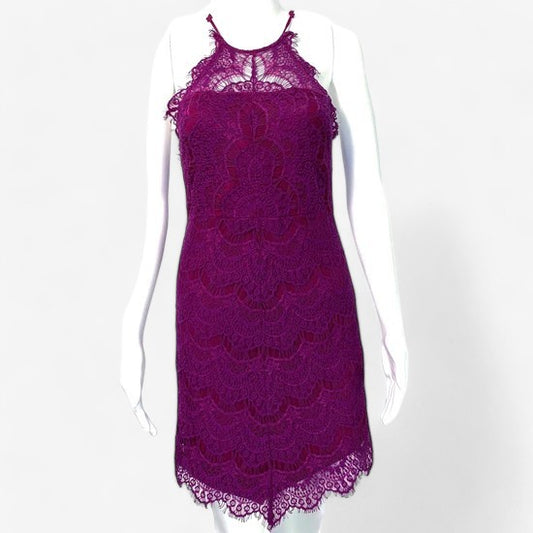 Women's Purple Lace Halter Top Dress - Size Small