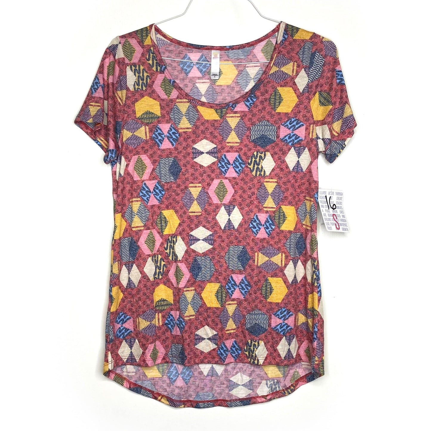 LuLaRoe Womens S Multicolor/Red Classic T Geometric/Spots T-Shirt S/s NWT