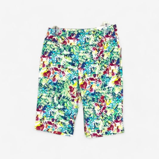 Peck & Peck Women's Retro Colorful Floral Stretch City Shorts - Size 4