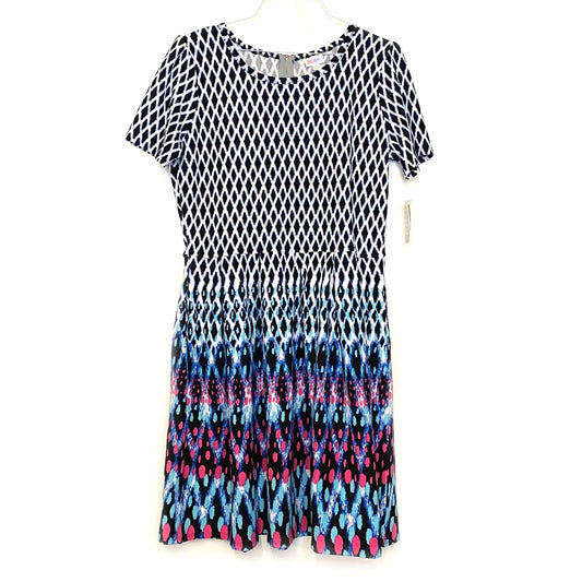 LuLaRoe Vault | Amelia Geometric Dress | White/Blue/Multicolor | 3XL (24/26) | NWT