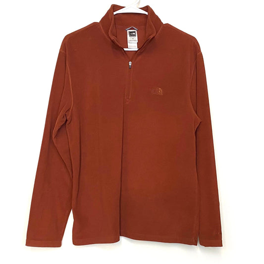 The North Face Mens Size M Orange Fleece ¼ Zip Pullover Sweatshirt L/s Pre-Owned