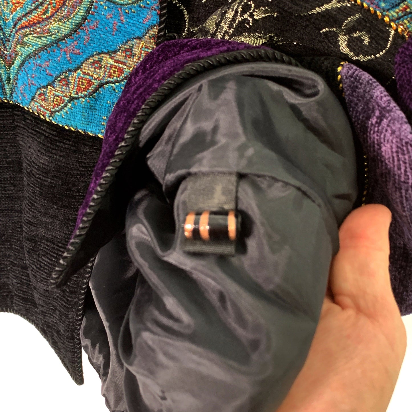 Delightful Indigo Moon Womens Embroidered & Embellished Button-Up Jacket Size Large Black/Purple
