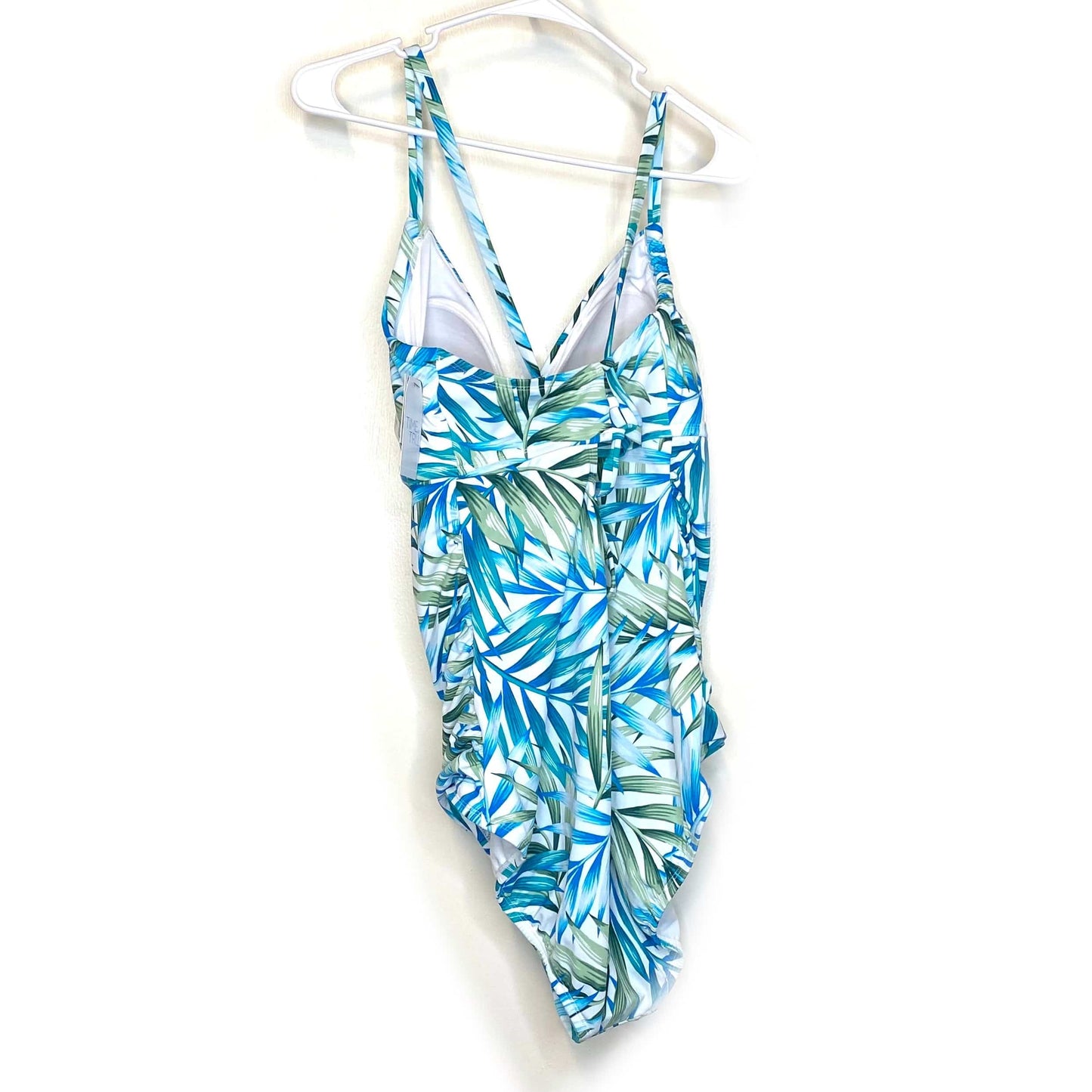 Time and Tru Women's One-Piece Swimsuit - Size 2X (20W-22W) - Blue, Green & White Floral - NWT