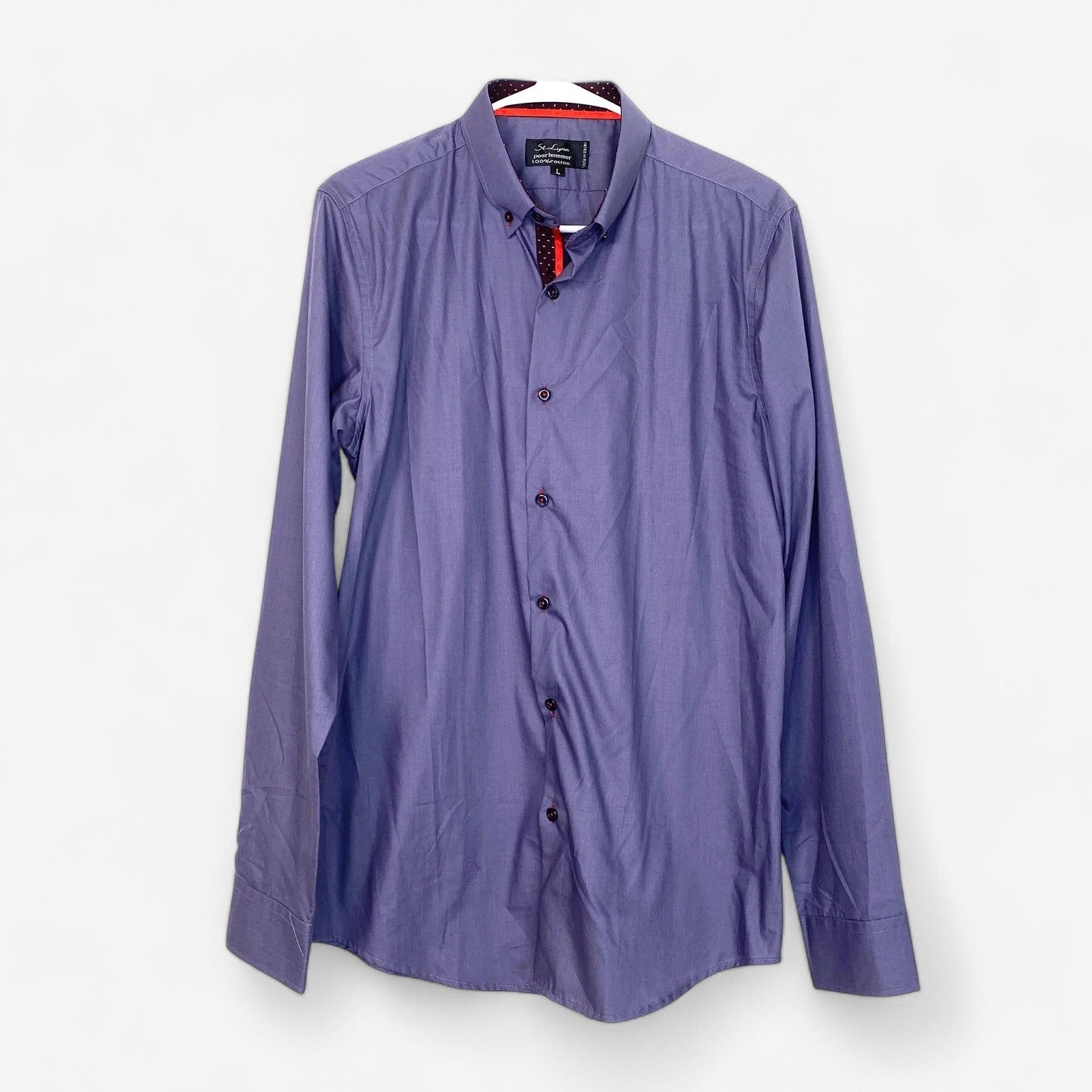 St. Lynn Pour Homme Men's Purple Long Sleeve Button-Up Dress Shirt - Size L - Excellent Condition