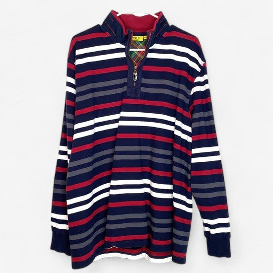 Jeps Men's Multicolor Striped ¼ Zip Pullover Sweatshirt - Size L