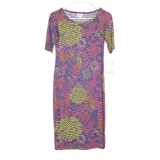 LuLaRoe Julia Bodycon Dress | XXS (00-0) | Multicolor | Jacks | NWT