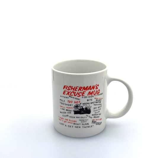 Novelty “Fisherman’s Excuse Mug” Humor White Ceramic Coffee Mug