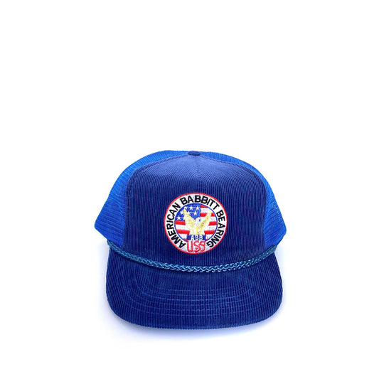 Vintage “American Babbitt Bearing” Royal Blue Corduroy Snapback Hat Corded OSFA