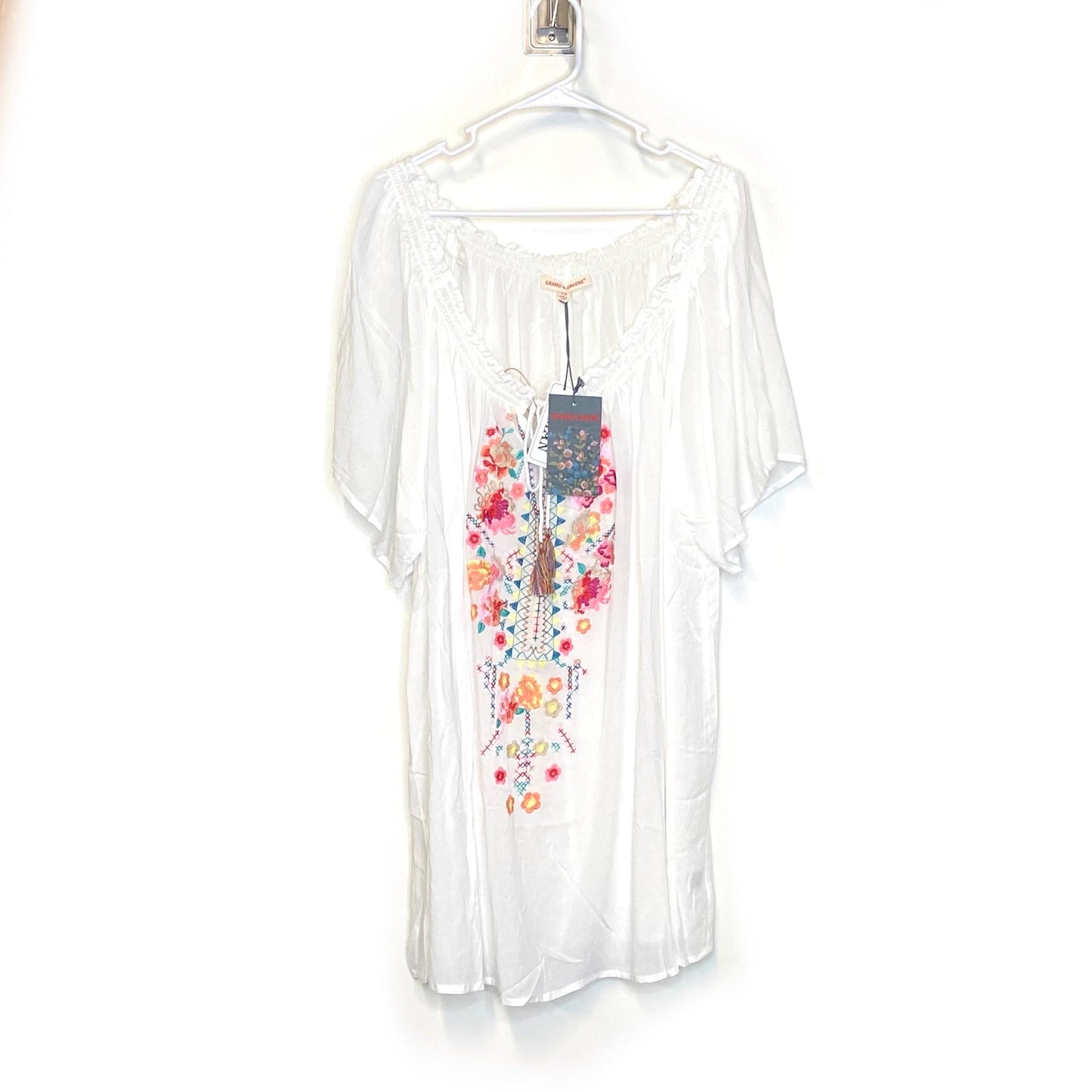 Grand & Greene Womens Size 3X White Floral Blouse Top NWT