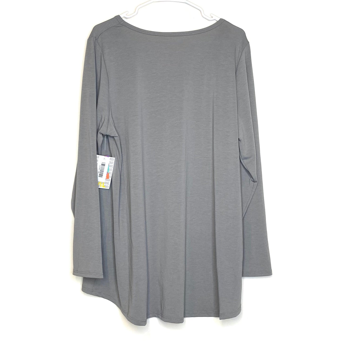LuLaRoe Womens Size 3XL Cloud Gray Lynnae Solid T-Shirt Shirt L/s NWT