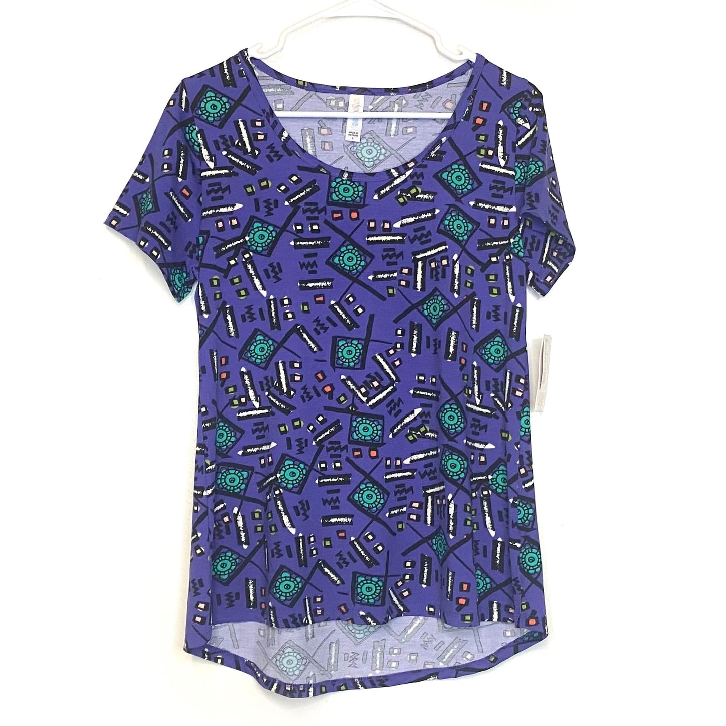 LuLaRoe Womens S Purple/Multicolor Classic T Geometric T-Shirt S/s NWT