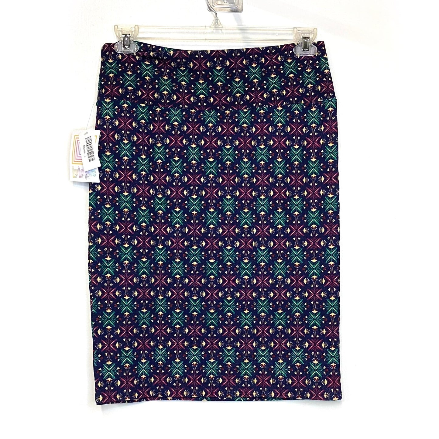 LuLaRoe Womens L Cassie Skirt Green/Pink/Black Geometric NWT