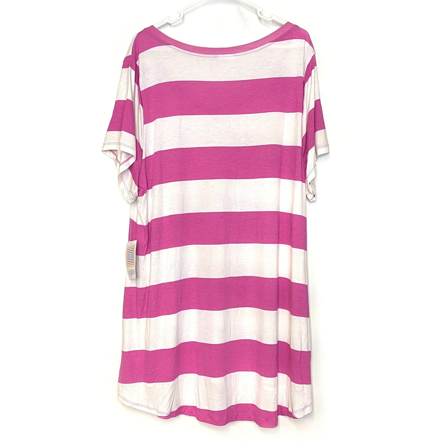 LuLaRoe | Christy Striped S/s Top | Color: Hot Pink/White | Size: 3XL | NWT